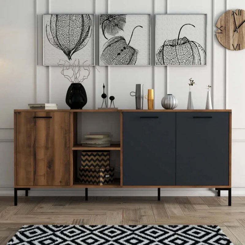 Aparador Largo 3 puertas Roxy color MarrónNegro TU MESITA
