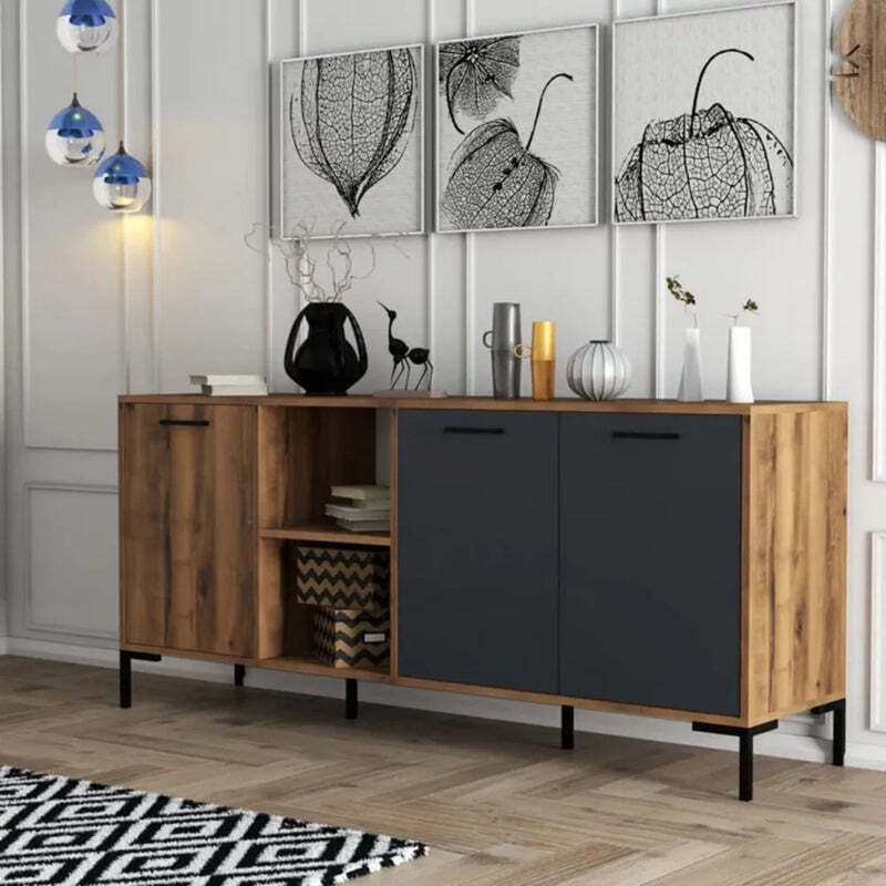 Aparador Largo 3 puertas Roxy color MarrónNegro TU MESITA