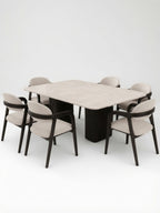 Juego De Comedor TU MESITA Siena Moderna En Madera Nogal Con Piedra Sinterizada