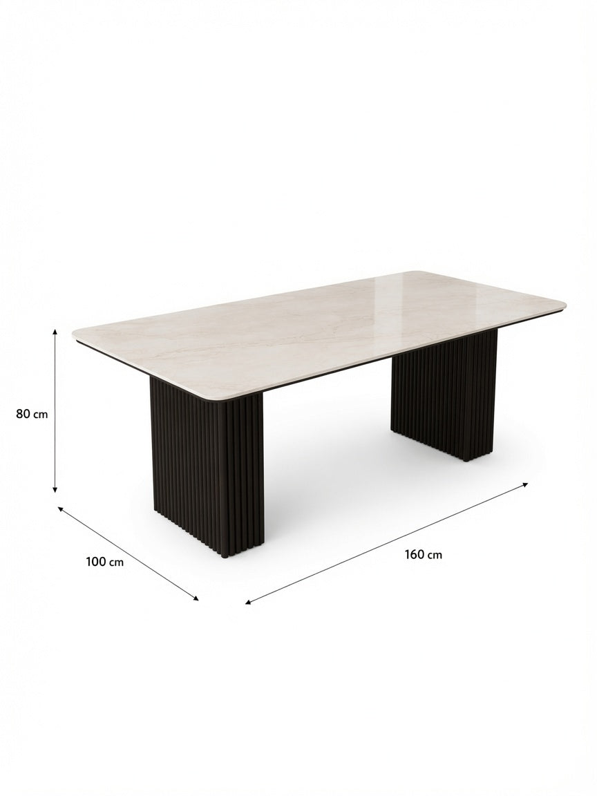 Juego De Comedor TU MESITA Siena Moderna En Madera Nogal Con Piedra Sinterizada