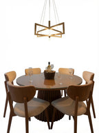 Juego De Comedor TU MESITA Lucca Elegante En Madera Con Vidrio Protector Y 6 Sillas Orejón
