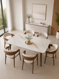 Juego De Comedor 6 Butacas TU MESITA Roma Clásica En Madera Con Piedra Sinterizada