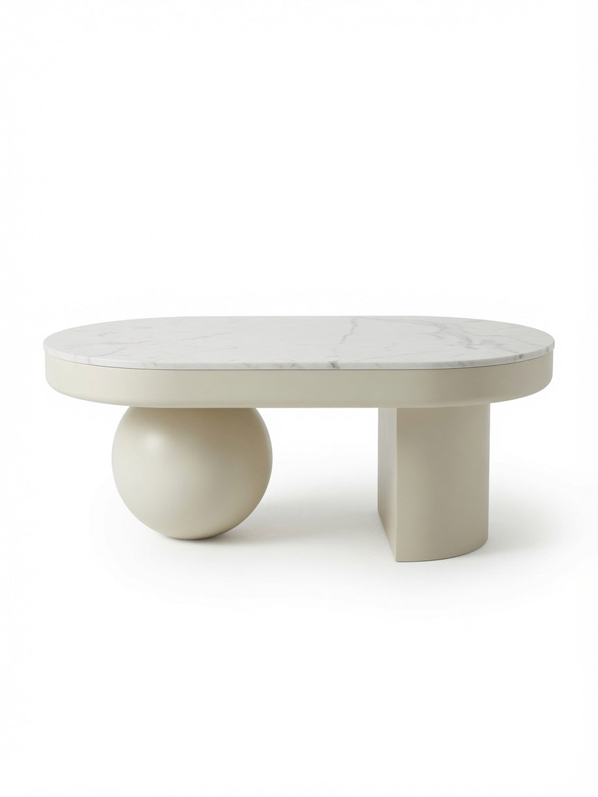 Mesa de Centro New Snow Capri con Tablero de Piedra Sinterizada