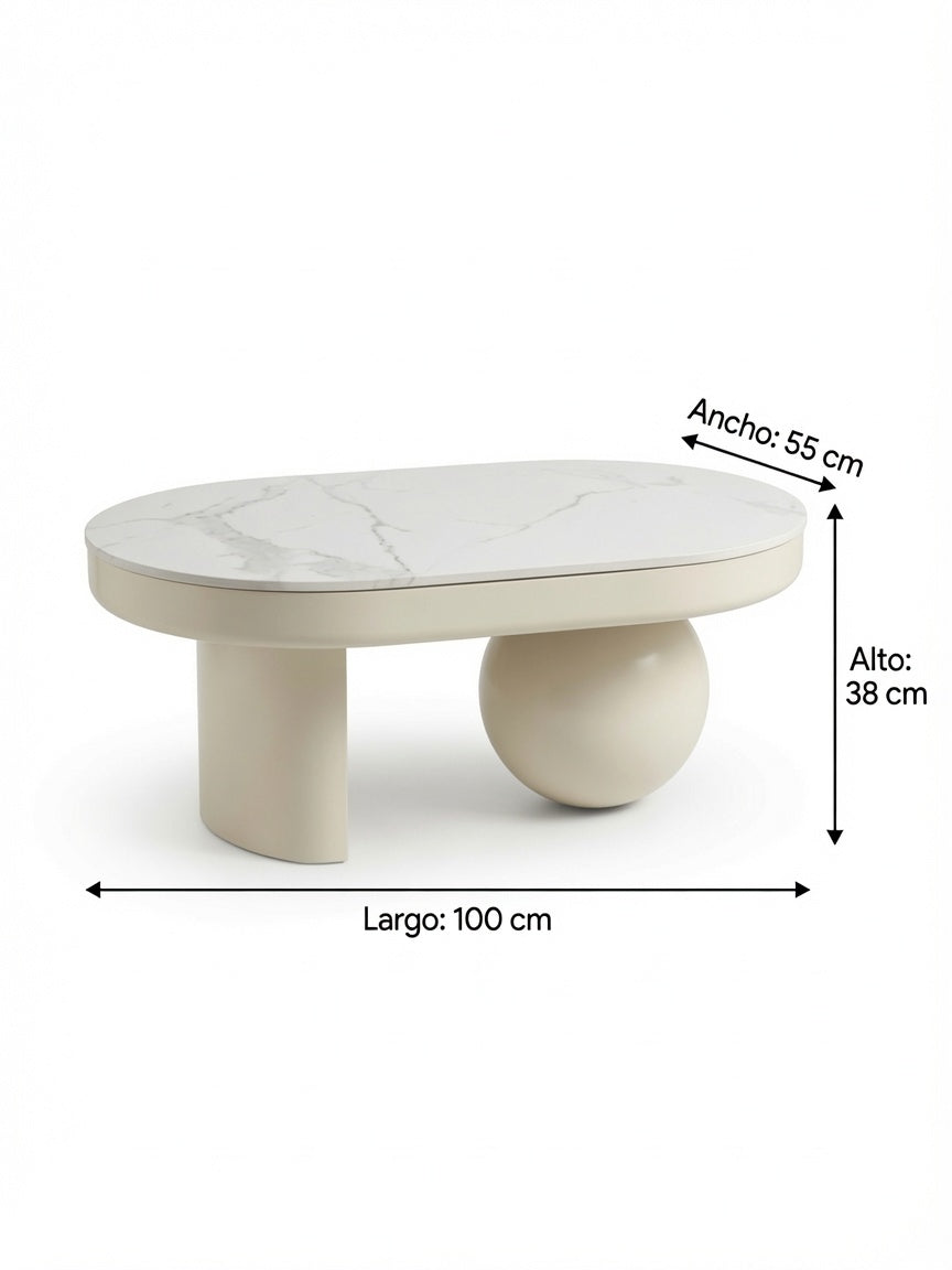 Mesa de Centro New Snow Capri con Tablero de Piedra Sinterizada