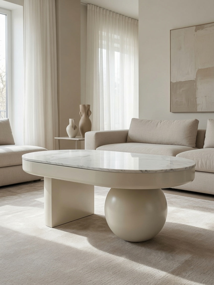 Mesa de Centro New Snow Capri con Tablero de Piedra Sinterizada