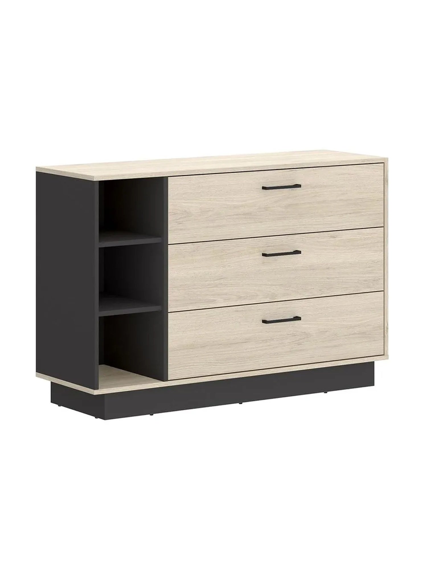 Cómoda Minimalista Poirier color NaturalNegro TU MESITA