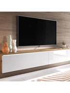 Mesa de TV clásica Flotante Odry color BlancoMarrón 2 puertas TU MESITA