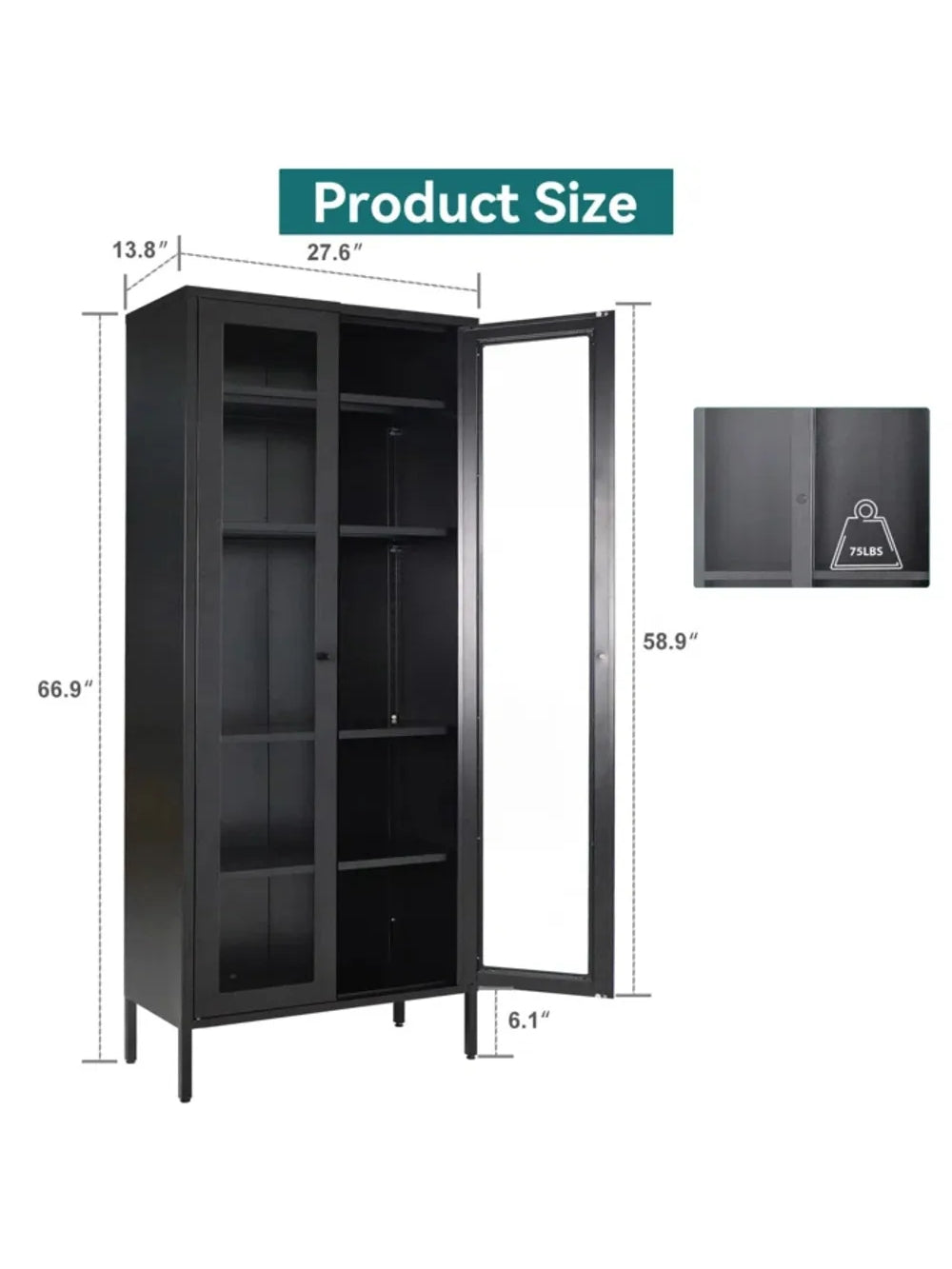 Vitrina Clásica Multiusos Joan color Negro TU MESITA 2 puertas