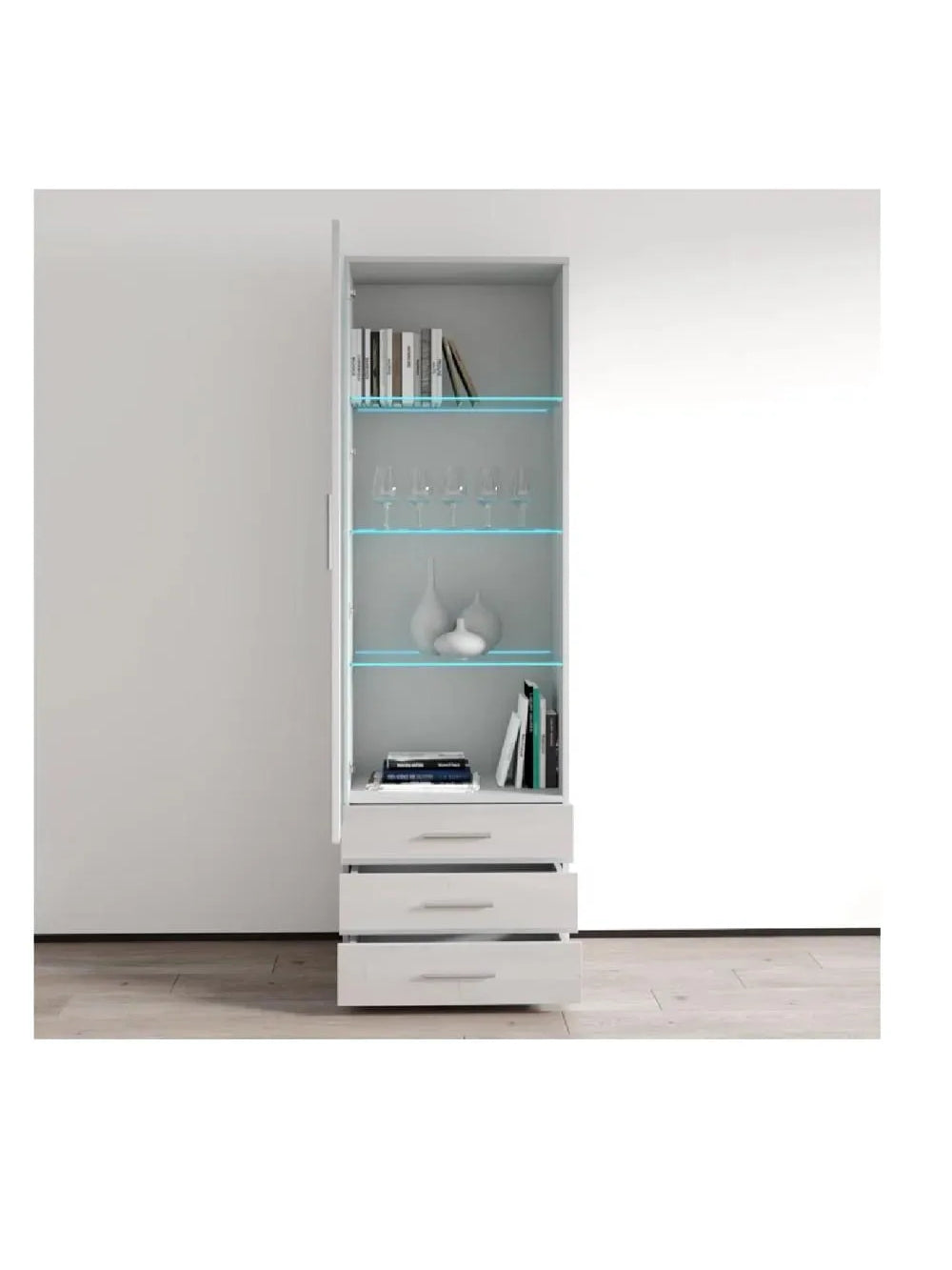 Vitrina Multiusos TU MESITA Kitus color Blanco 1 puerta 3 cajones