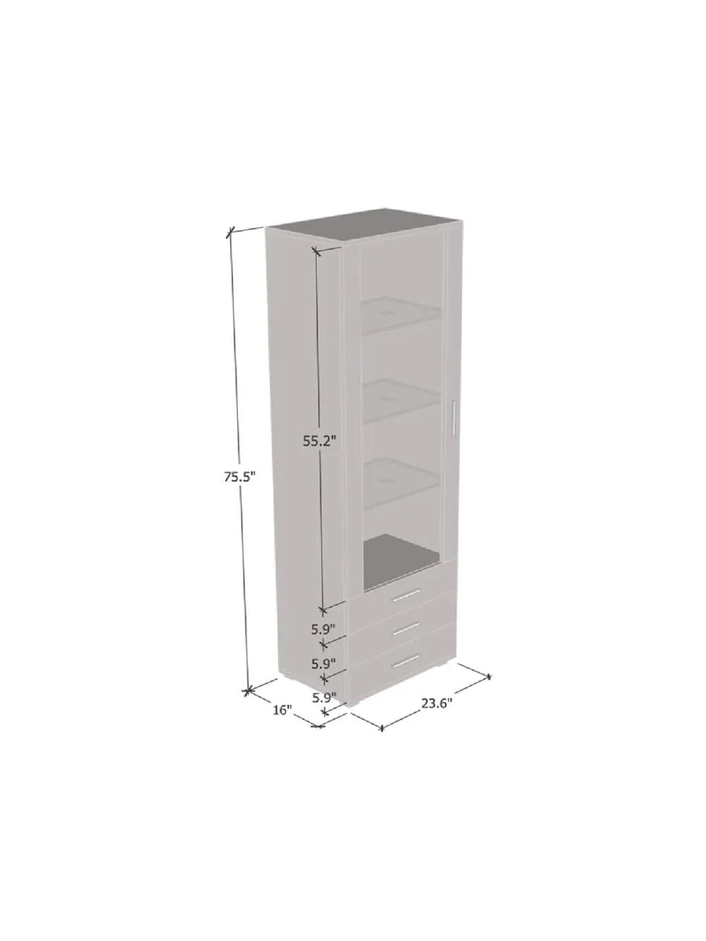 Vitrina Multiusos TU MESITA Kitus color Blanco 1 puerta 3 cajones