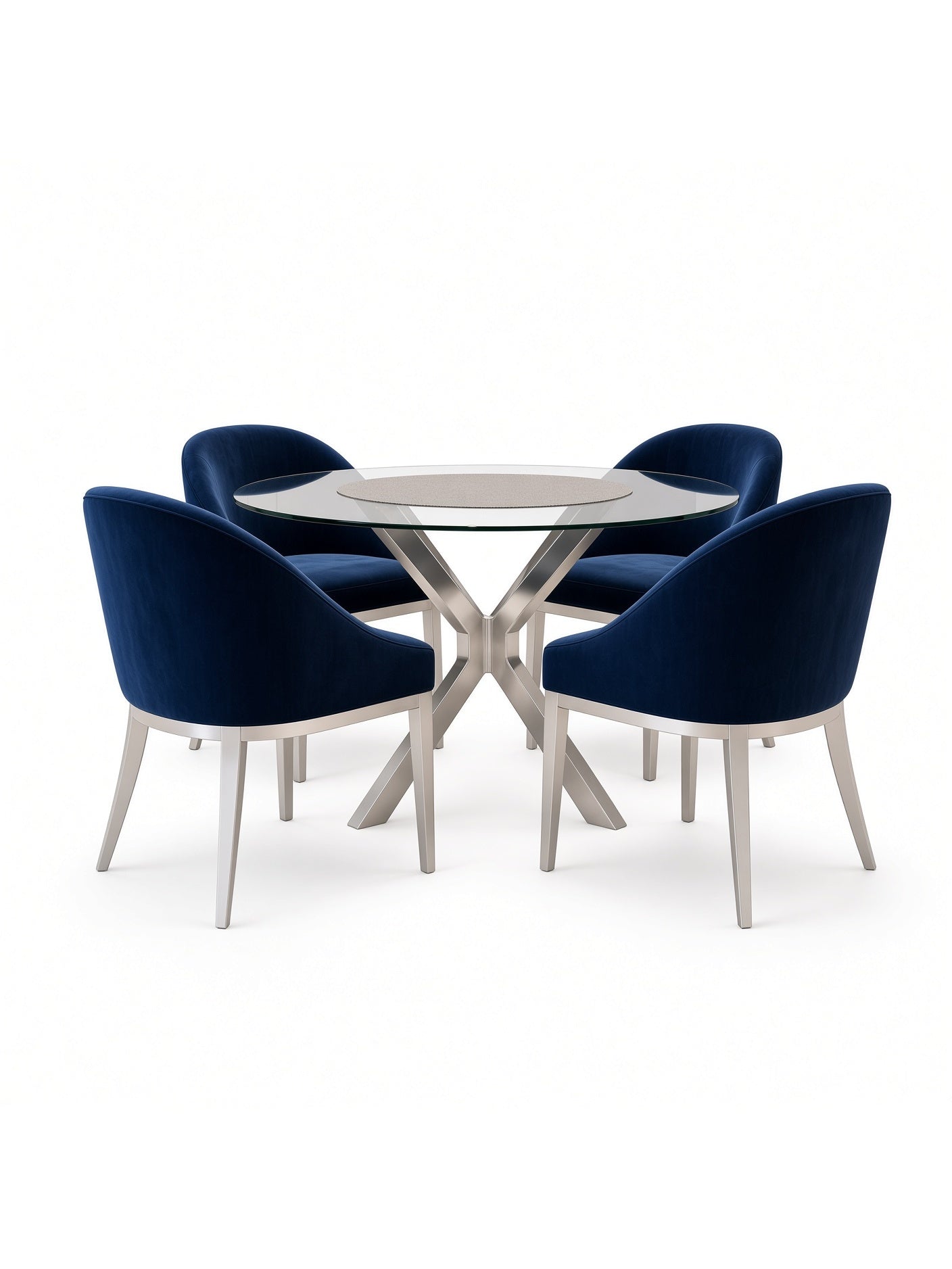juego de comedor celeste 4 sillas con base de acero, vista de detalle del acabado