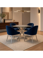 juego de comedor celeste 4 sillas con base de acero