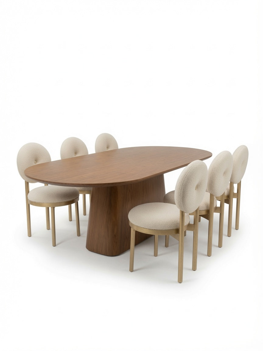 Juego de Comedor Moderno Luma MDF enchapado en lamina de madera  6 sillas TU MESITA