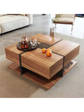 Mesa de Centro Moderna TU MESITA Cloe color Marrón/Negro 4 cajones