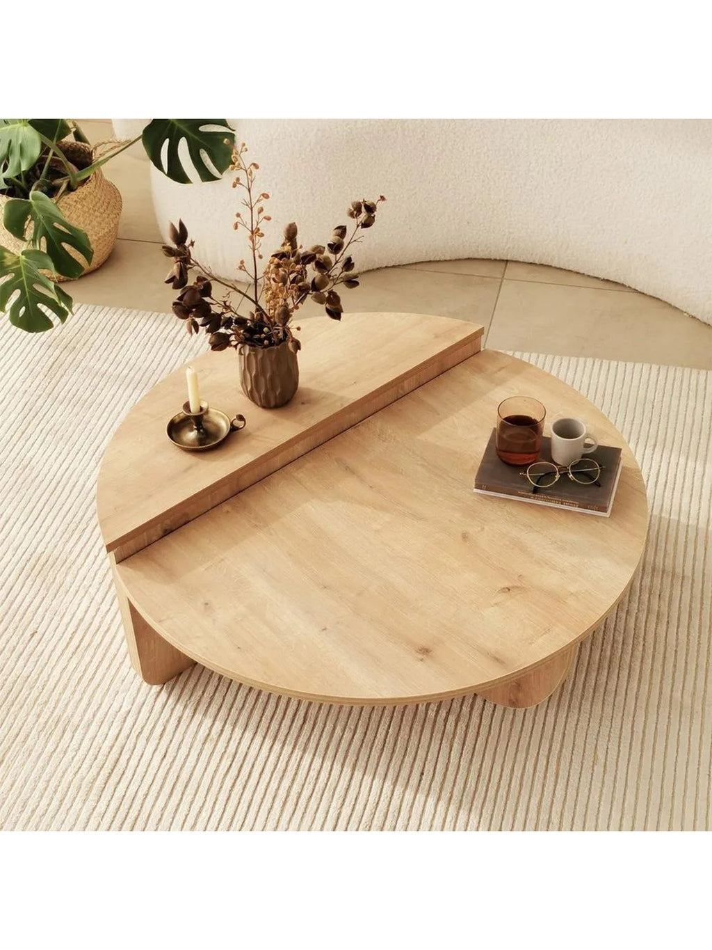 Mesa de Centro 2 en 1 Circular TU MESITA Pratt color Duna