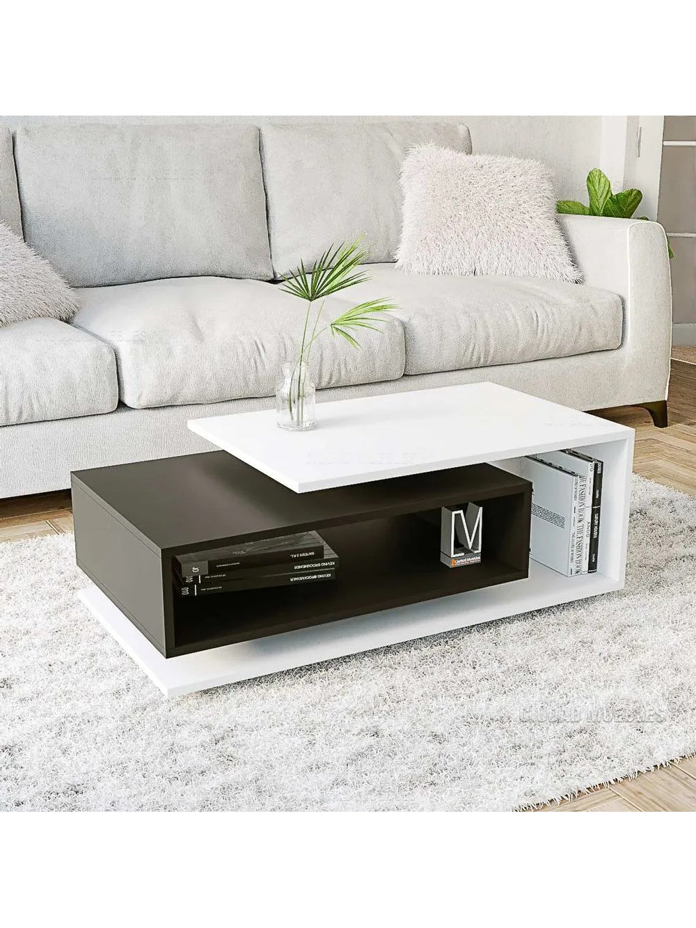MESA DE CENTRO CHRISTINA BLANCO CON NEGRO