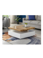 Mesa de Centro Moderna TU MESITA Maloc color BlancoRoble 1 cajones