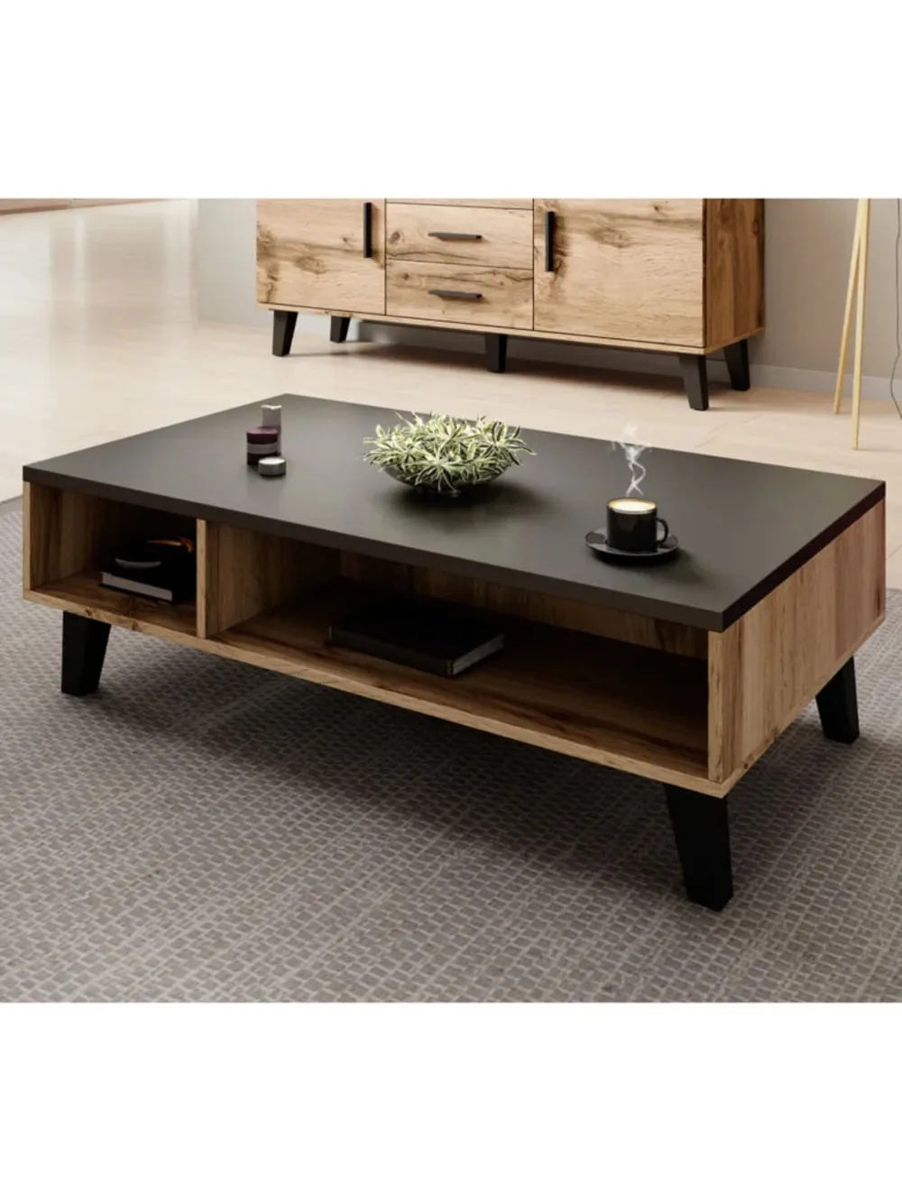 MESA DE CENTRO TU MESITA DEBORA MULTIUSOS NEGRO CASTAÑO