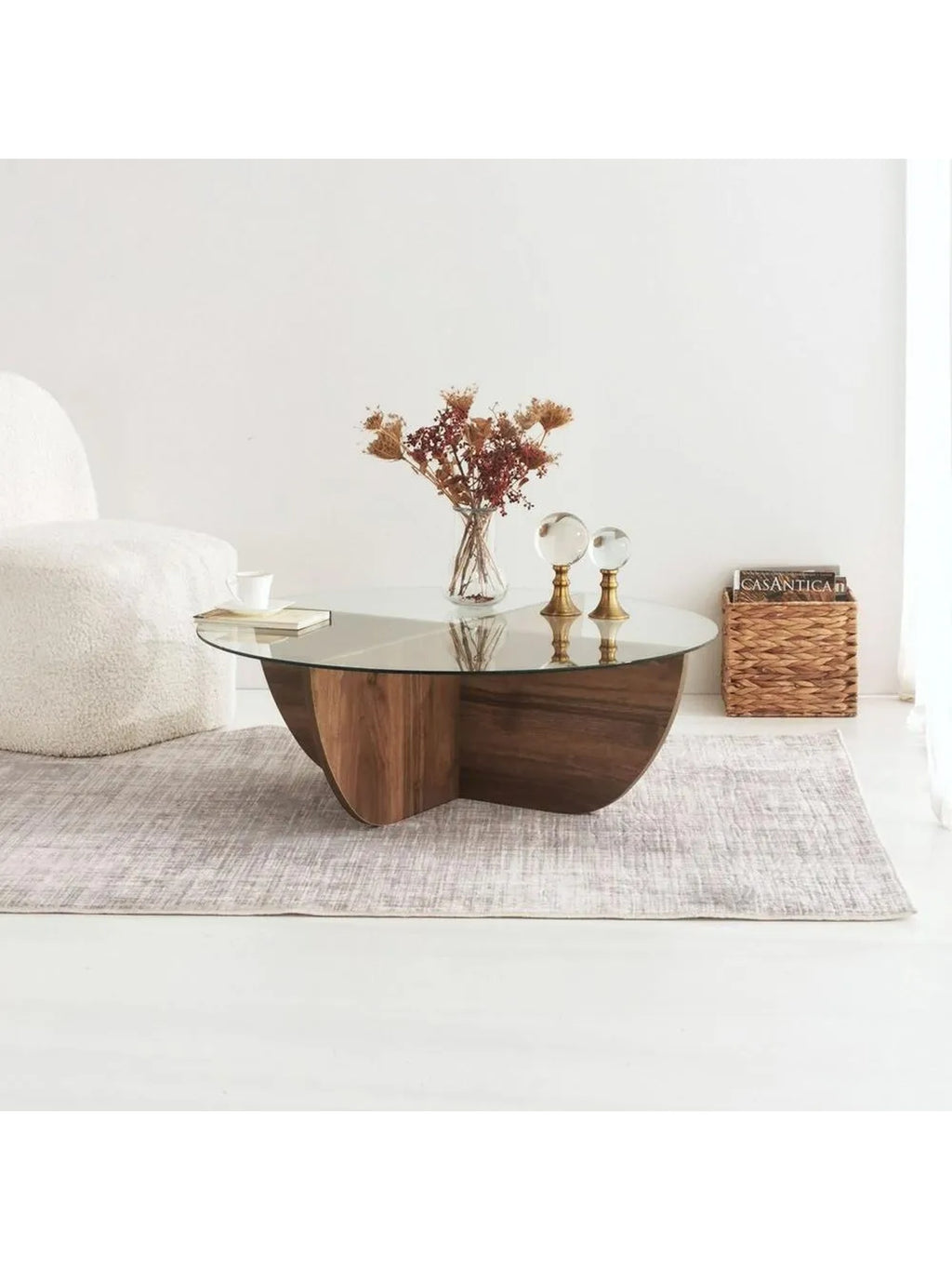 Mesa de Centro Circular TU MESITA Topacio II color Marrón con Vidrio