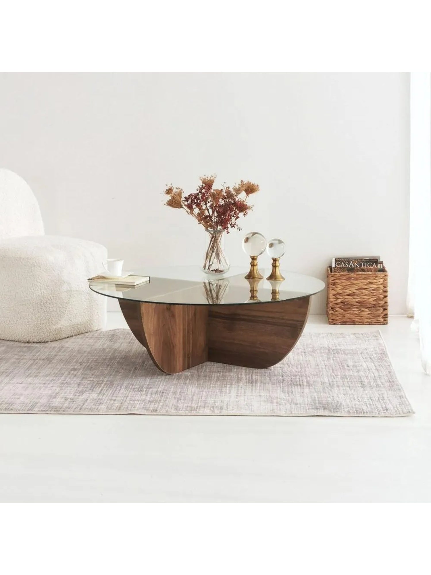 Mesa de Centro Circular TU MESITA Topacio II color Marrón con Vidrio