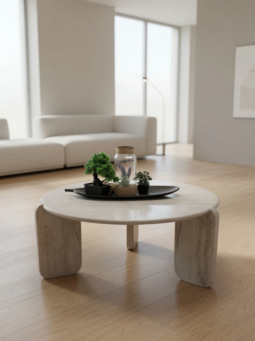 Mesa de Centro Aesthetic Luna Llena Piedra Travertino TU MESITA