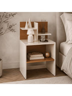 Velador Mila Multifuncional Repisas Blanco High Gloss TU MESITA Canto Grueso