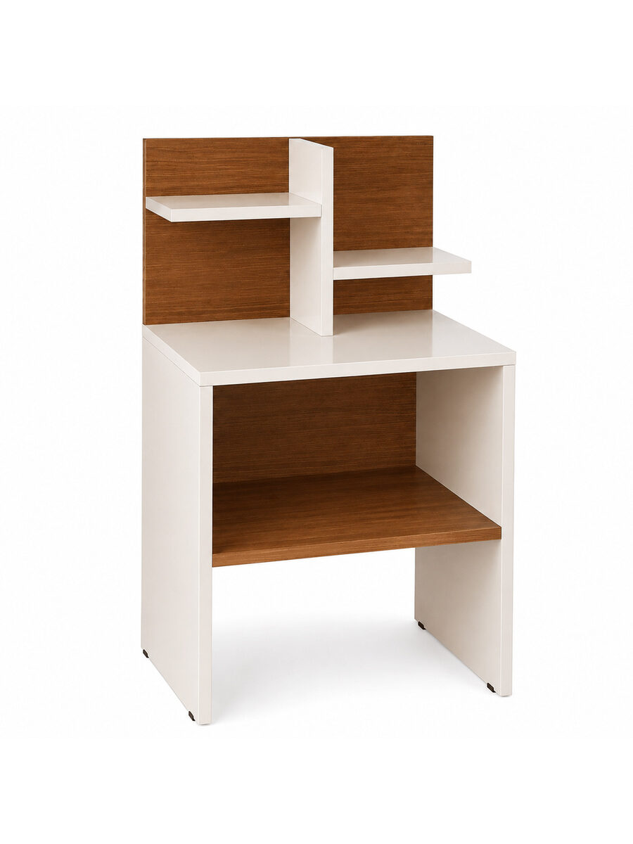 Velador Mila Multifuncional Repisas Blanco High Gloss TU MESITA Canto Grueso