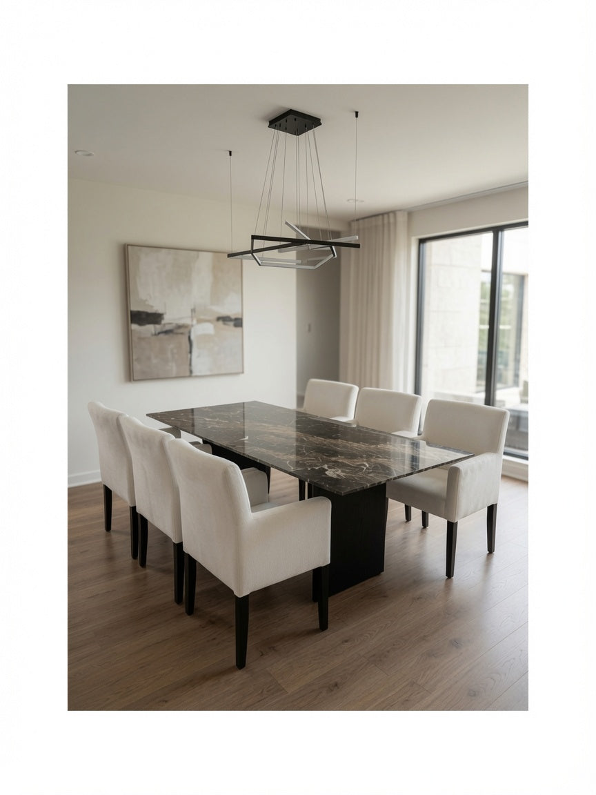 Juego de Comedor Milano 6 Sillas de Madera TU MESITA con Piedra Sinterizada