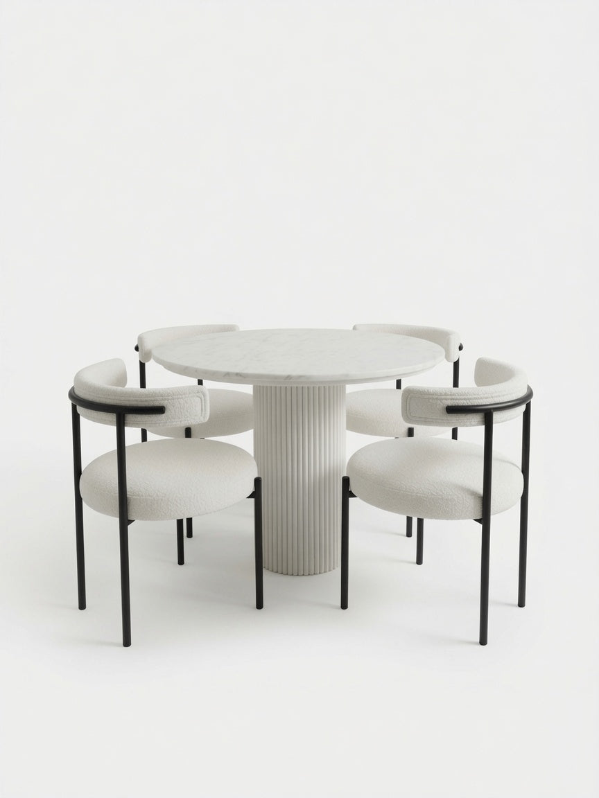 Juego de Comedor Mirella Color Blanco con Tablero Laminado 4 Sillas TU MESITA