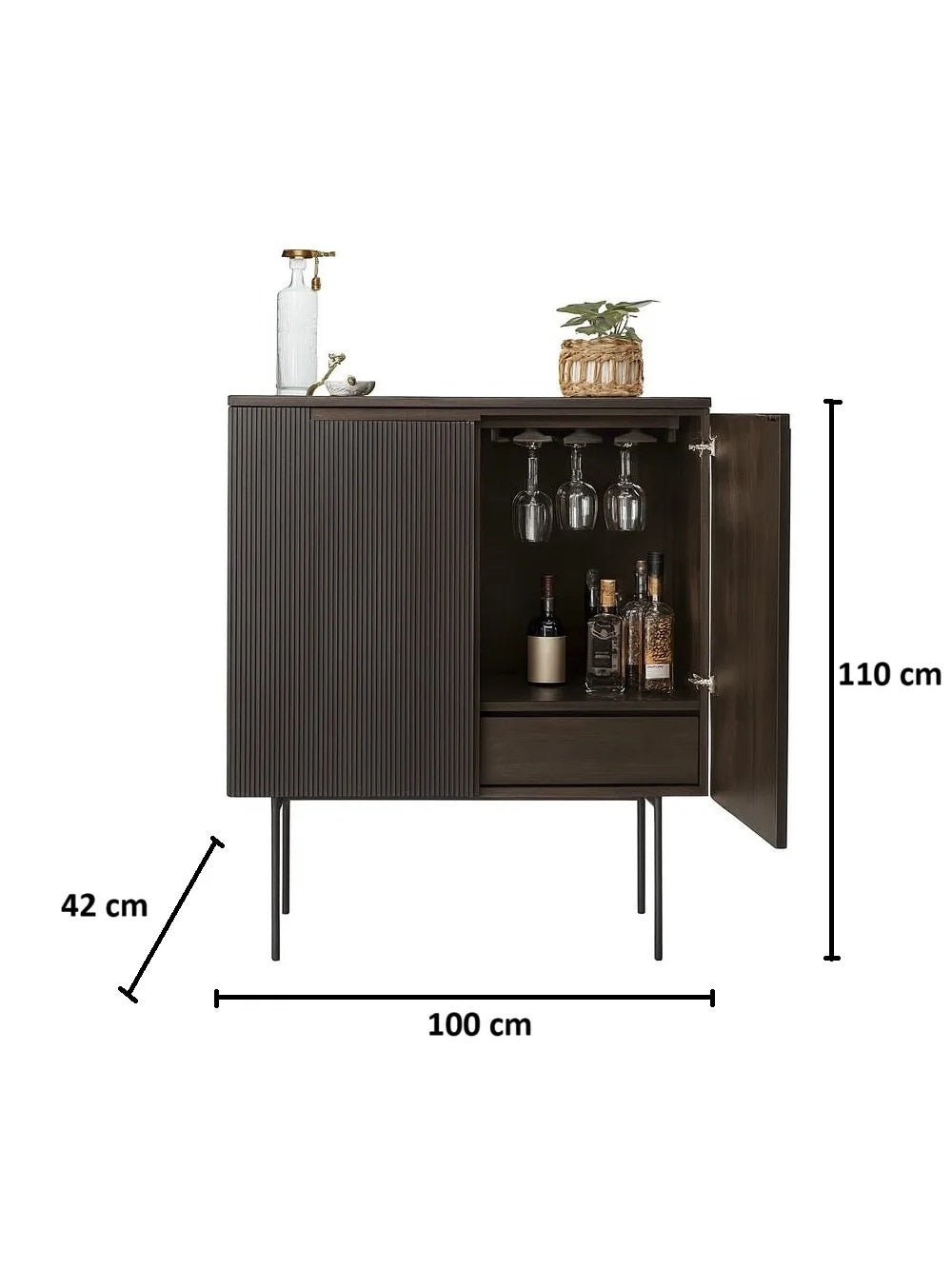 Mueble de Bar Moderno Vermouth 2 puertas Color Wengue TU MESITA