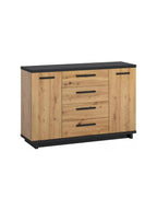 Cómoda moderna 4 cajones 2 puertas Priscila color DunaNegro TU MESITA