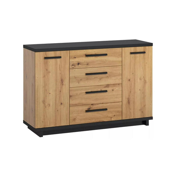 Cómoda moderna 4 cajones 2 puertas Priscila color DunaNegro TU MESITA