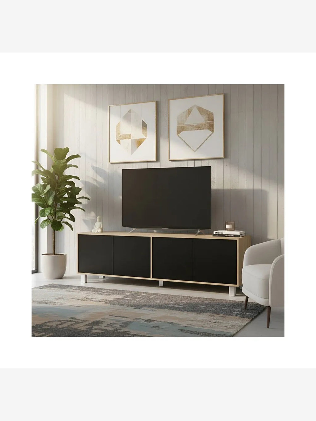 Mesa de TV Silver con 4 Puertas Color Negro\Panela TU MESITA
