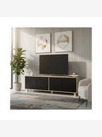 Mesa de TV Silver con 4 Puertas Color Negro\Panela TU MESITA