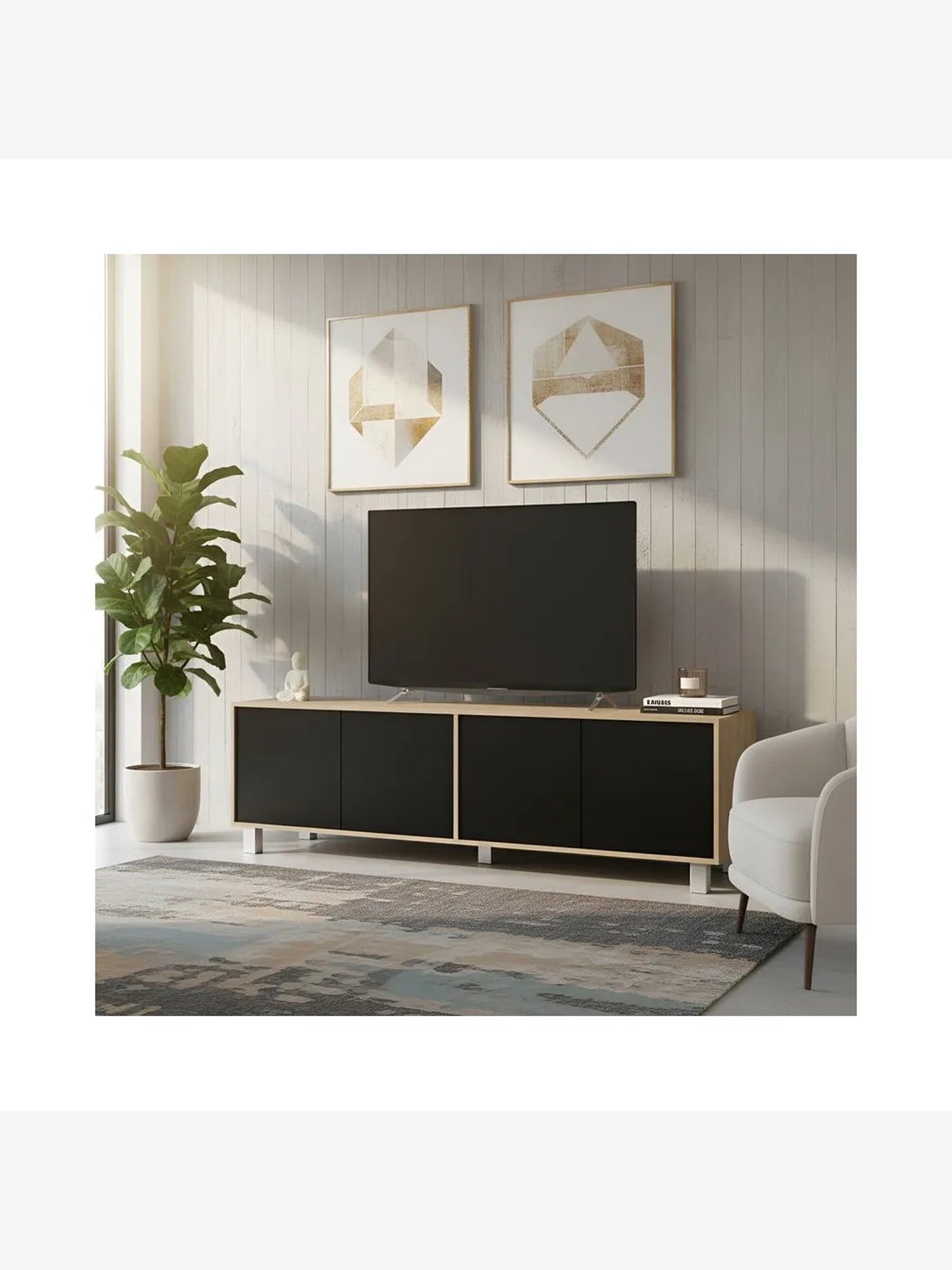 Mesa de TV Silver con 4 Puertas Color Negro\Panela TU MESITA