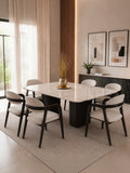 Juego De Comedor TU MESITA Siena Moderna En Madera Nogal Con Piedra Sinterizada