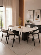 Juego De Comedor TU MESITA Siena Moderna En Madera Nogal Con Piedra Sinterizada