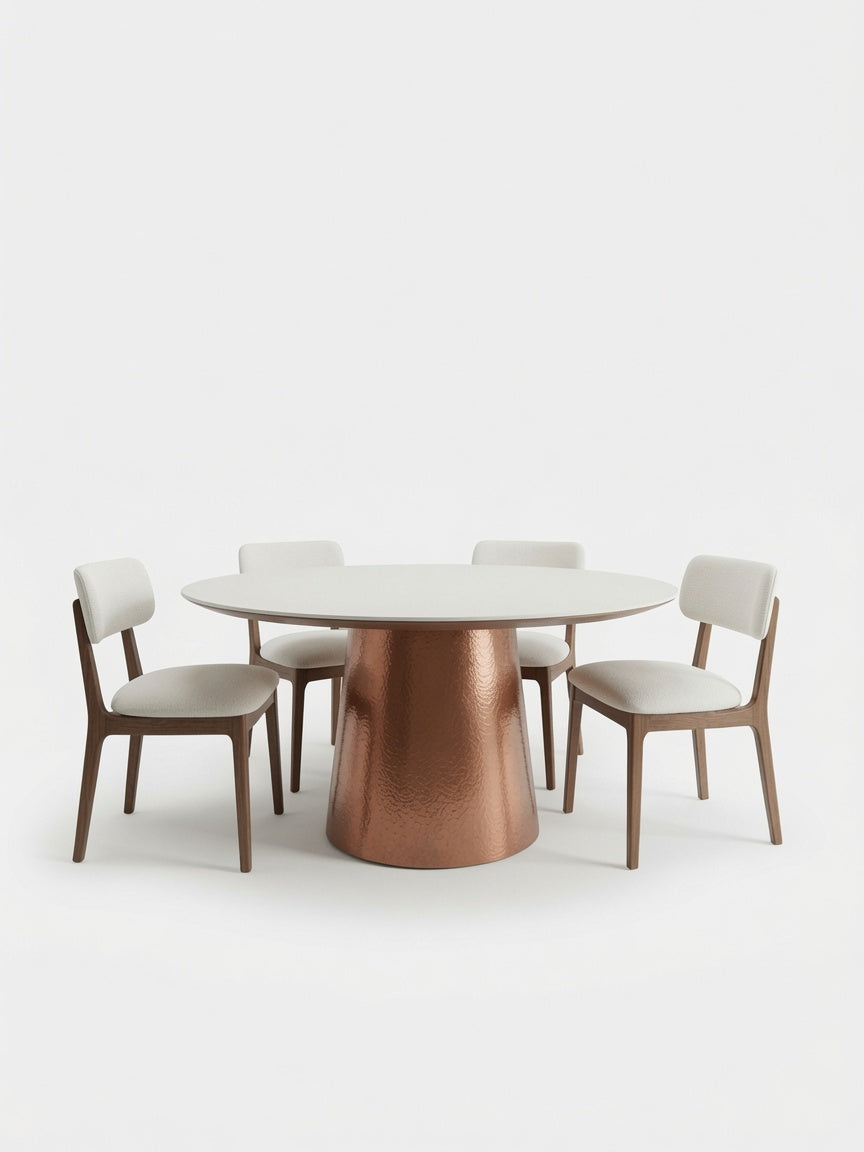 Juego de Comedor Nordic 4 sillas de madera Base enchapada MDF y Piedra sinterizada TU MESITA