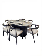 Juego de Comedor Ónix 6 Sillas de Madera con Piedra Sinterizada TU MESITA