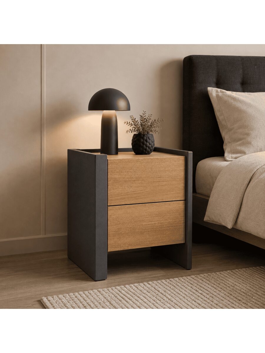 Velador Oslo Aesthetic con Marco Lateral Color Plomo y Panela TU MESITA Canto Delgado