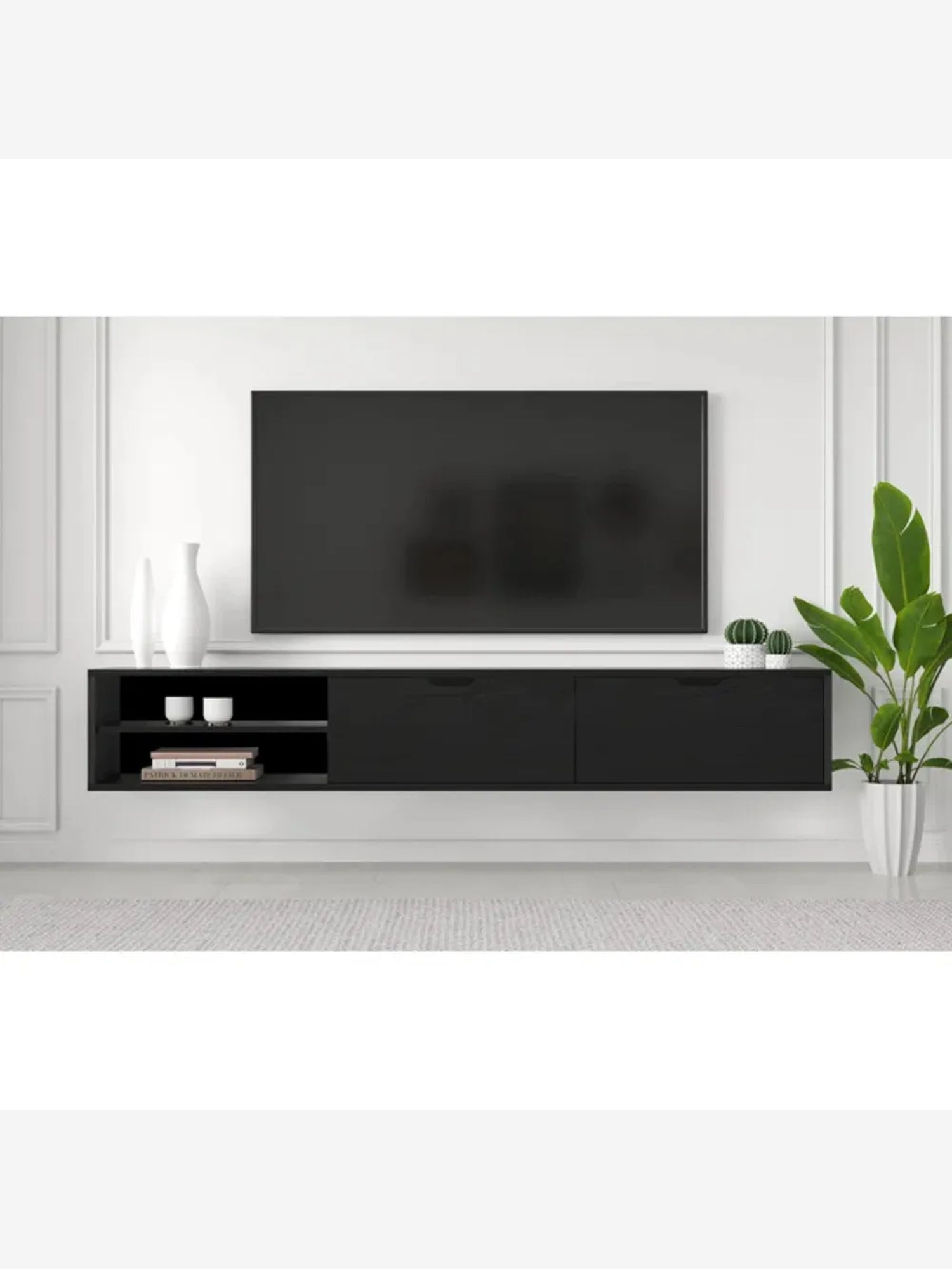 Mesa de TV Flotante Piero color Negro TU MESITA 2 puertas