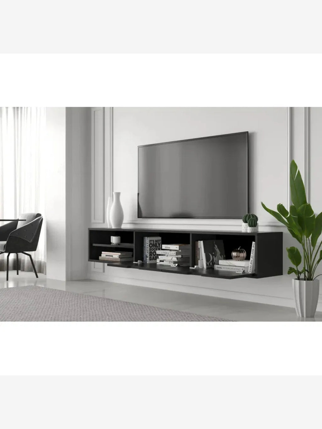 Mesa de TV Flotante Piero color Negro TU MESITA 2 puertas