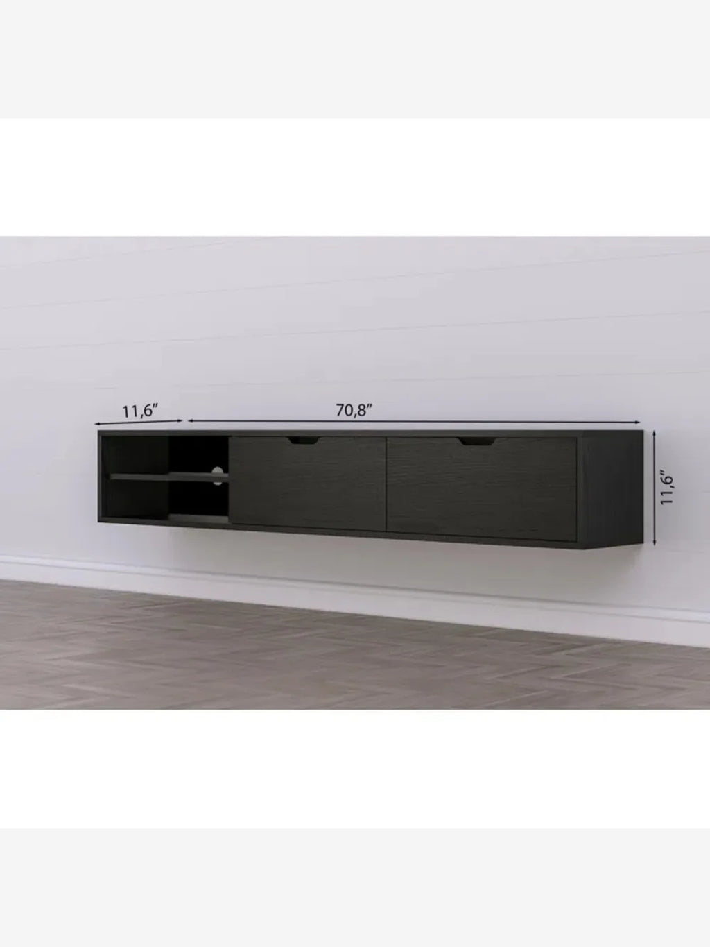 Mesa de TV Flotante Piero color Negro TU MESITA 2 puertas