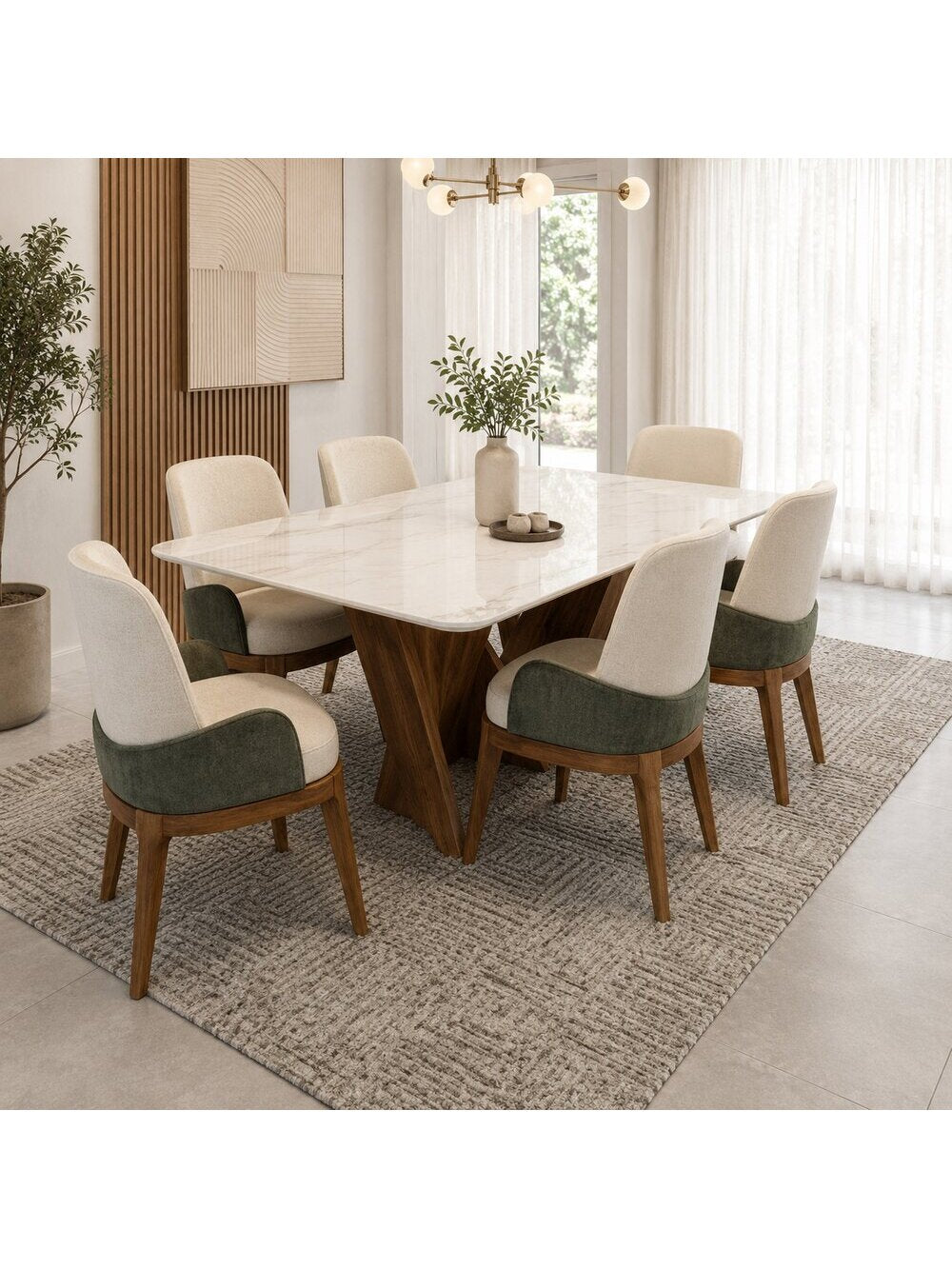 juego de comedor ravena 6 sillas con piedra sinterizada