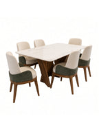 juego de comedor ravena 6 sillas con piedra sinterizada, vista de detalle del acabado