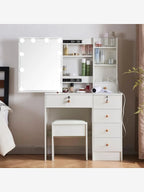 Tocador con Espejo Luces Sagitario color Blanco TU MESITA