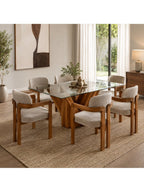 juego de comedor toscana 6 butacas con tablero de vidrio