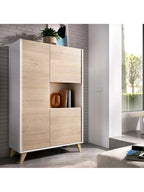 Vitrina Moderna 3 puertas Travis color BlancoDuna TU MESITA