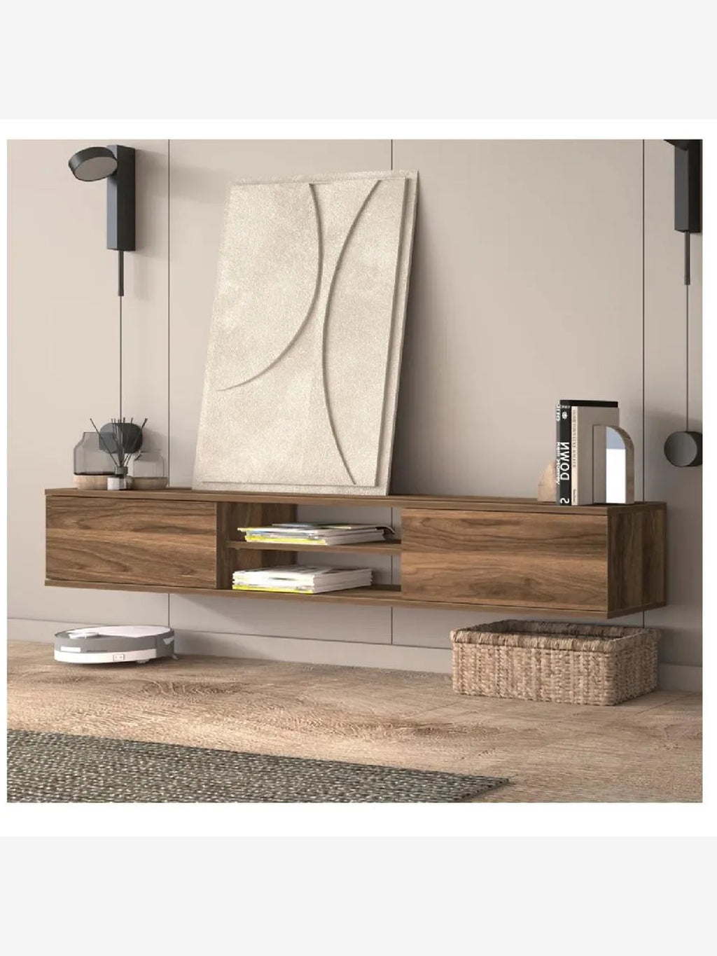 Mesa de TV Flotante 80" Amauta TU MESITA Melamina 18mm 2 puertas Marrón