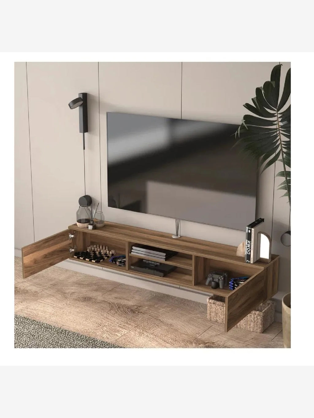 Mesa de TV Flotante 80" Amauta TU MESITA Melamina 18mm 2 puertas Marrón